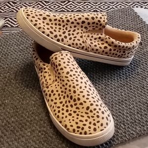 Girls Cat and Jack Animal Print Slip on Sneakers Size 5